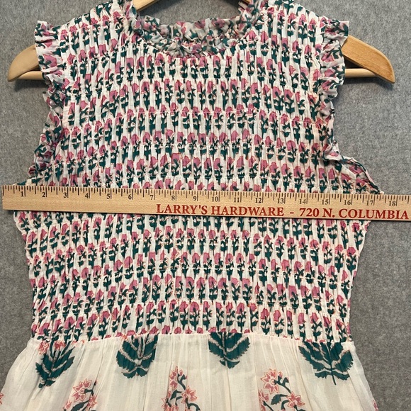 Oliphant Smocked Sleeveless Ruffle Neck Midi Maxi Block Print Dress Tuckernuck - Picture 8 of 15